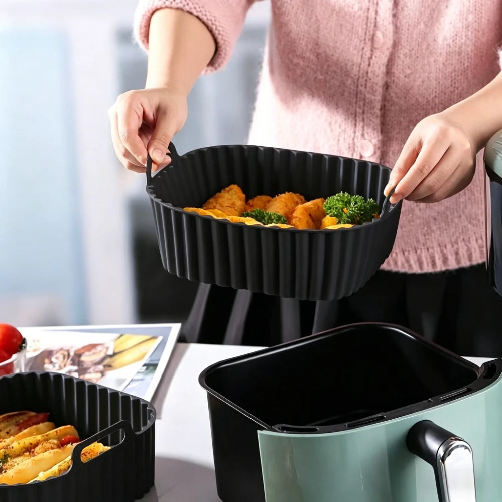 Reusable Silicone Air Fryer Liner Pot | Non-Stick Baking Insert Silicone Air Fryer Liner Nixie