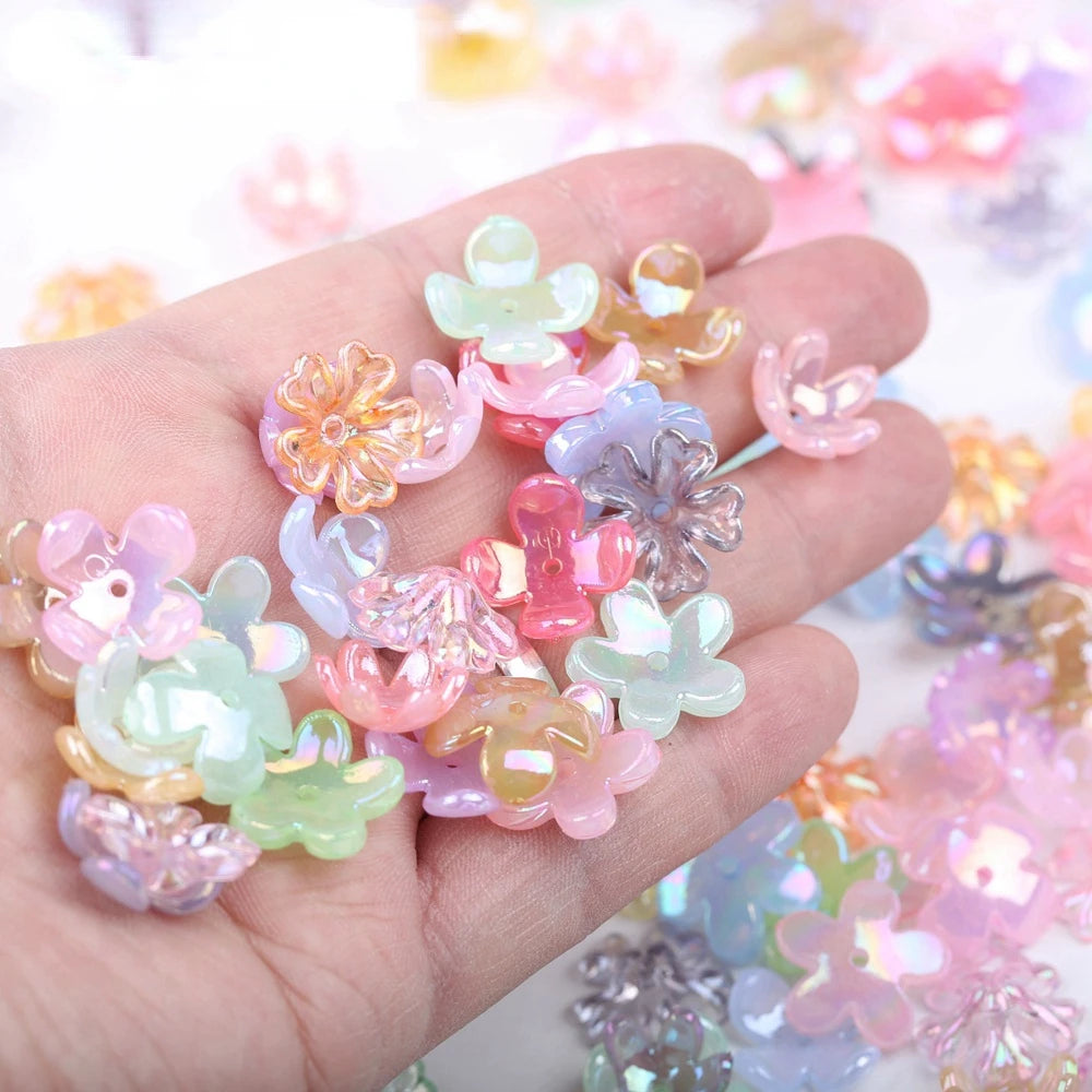 50pcs Acrylic Flower Pearl Bowknot Beads for DIY Jewelry Making Craft Beads Nixie
