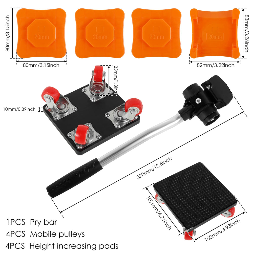 880LBS Furniture Lift Mover Tool Set – 360° Heavy Duty Rollers Furniture Mover Set Nixie