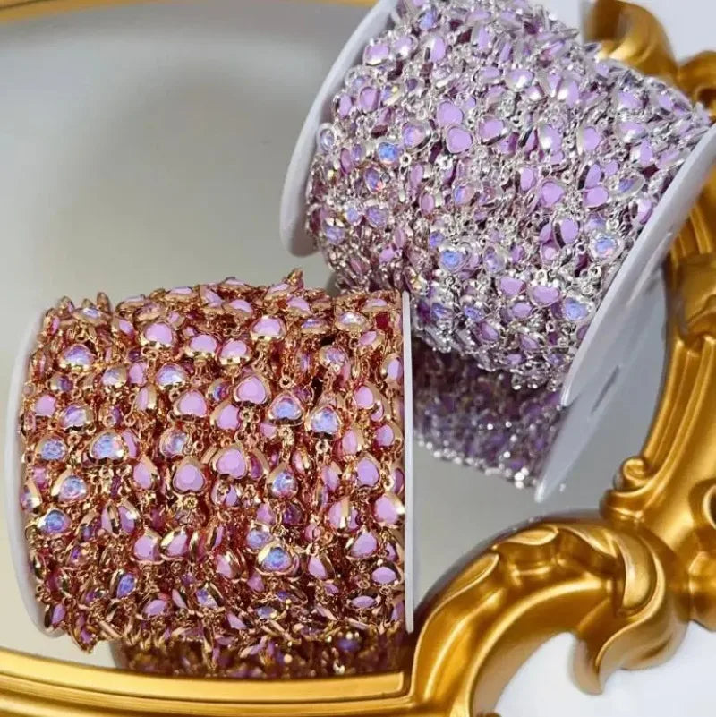 Purple Crystal Heart Bead Copper Chain 1M – DIY Jewelry Making DIY Jewelry Chain Nixie