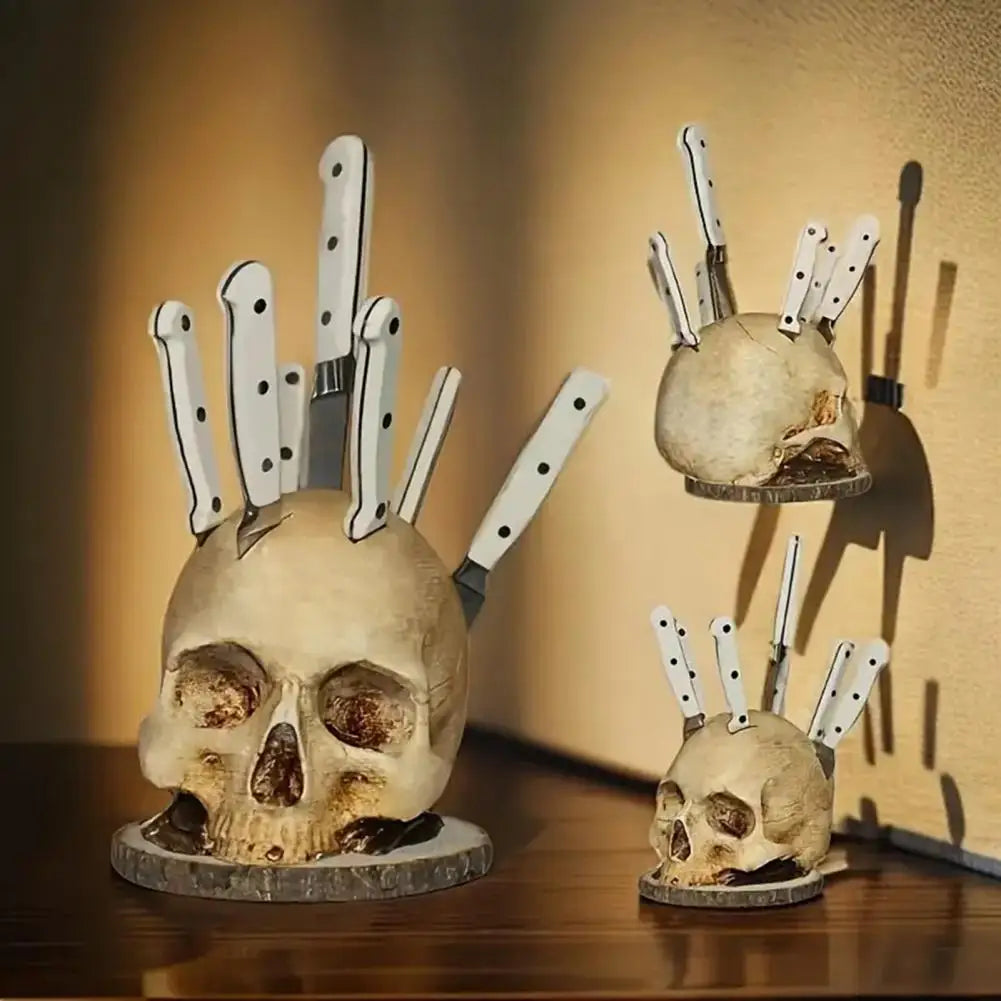 Skull Knife Holder – Gothic Halloween Kitchen Decor & Gift Knife Holder Nixie