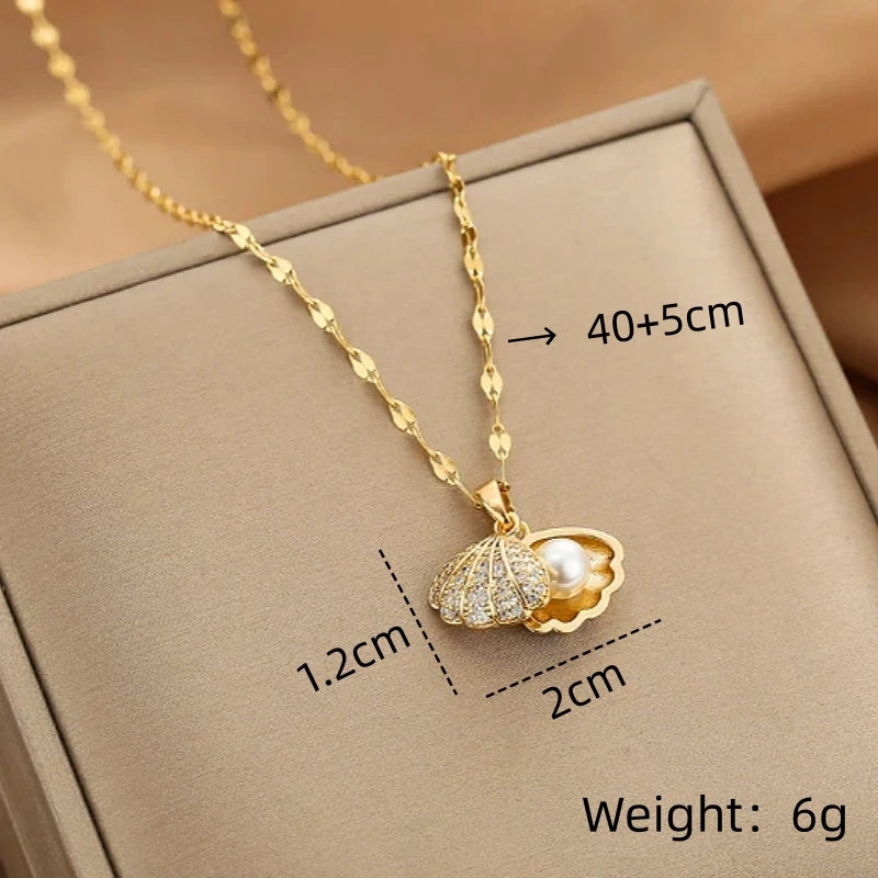 Women's Zircon Faux Pearl Copper Pendant Clavicle Necklace Pendant Necklace Nixie