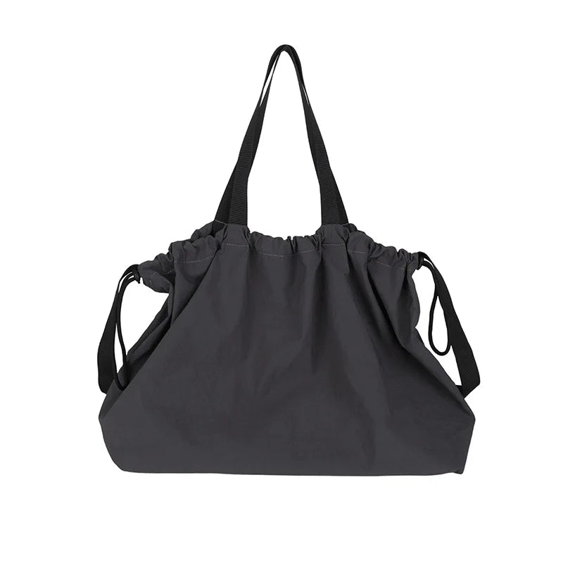 Japanese Style Oxford Tote Crossbody Shoulder Bag | Large Tote Crossbody Bag Nixie BB-1409 Dark Grey