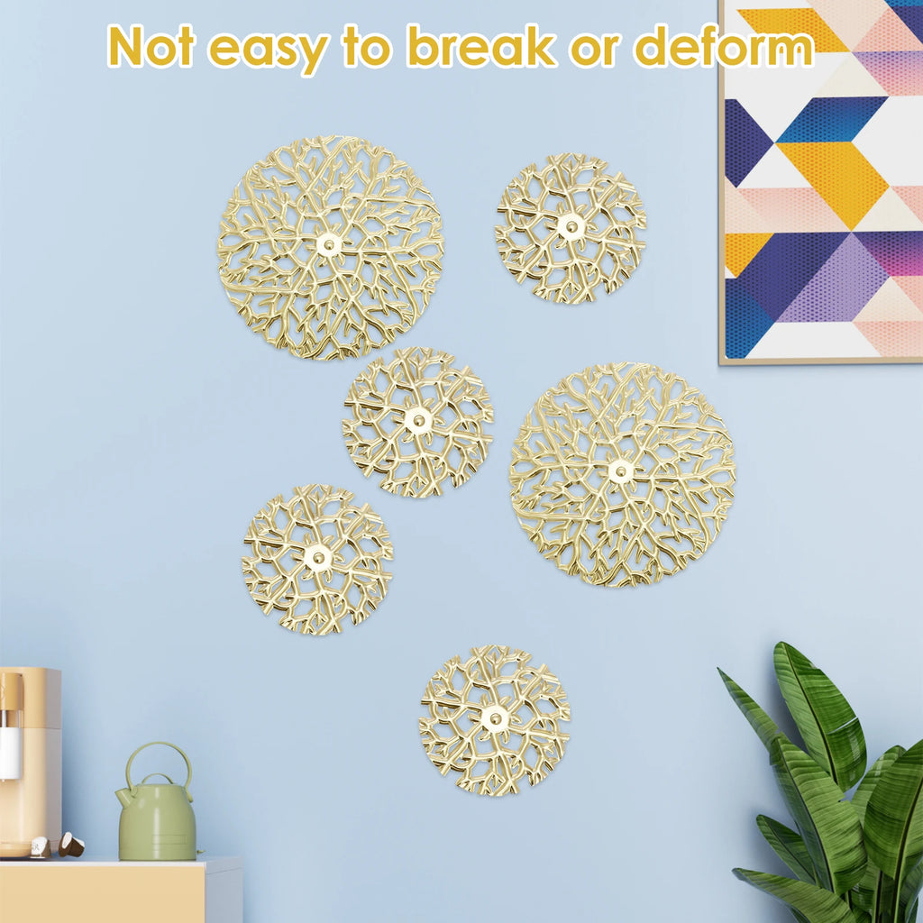 6-Piece Gold Metal Hollow Branch Wall Sculptures Set