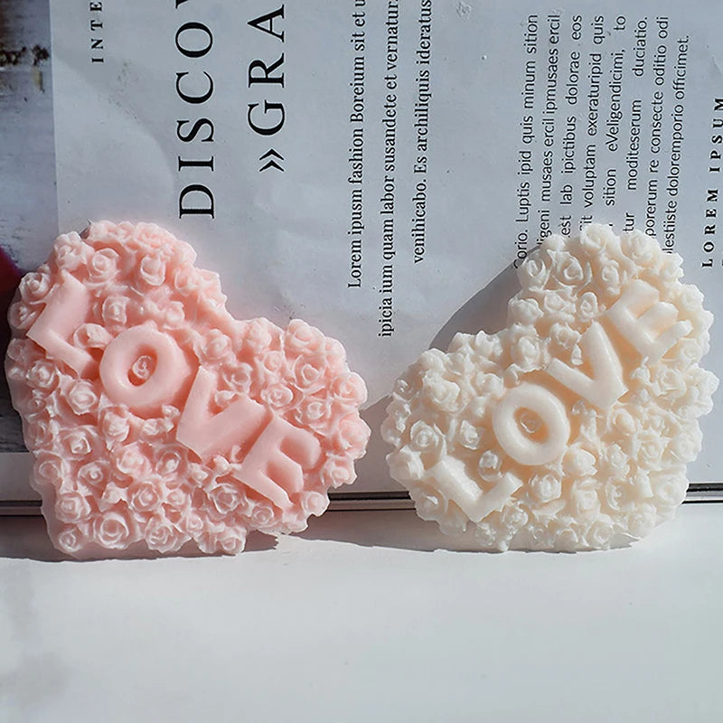 Rose Heart Silicone Mold – Candle, Soap, Chocolate & Resin DIY