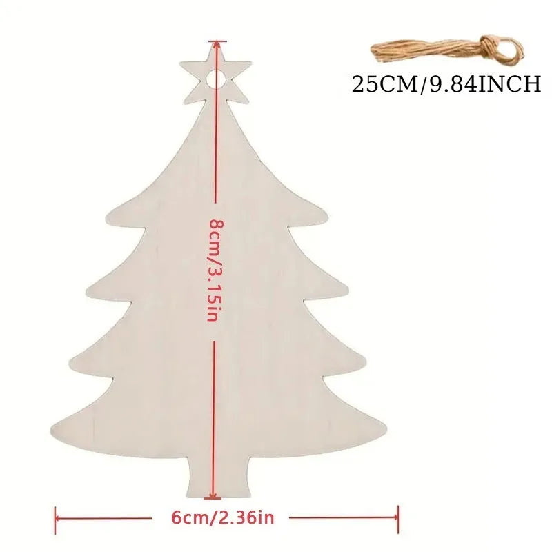 20Pcs Wood Christmas Tree Slices DIY Ornaments & Jute Rope Wood Craft Ornaments Nixie