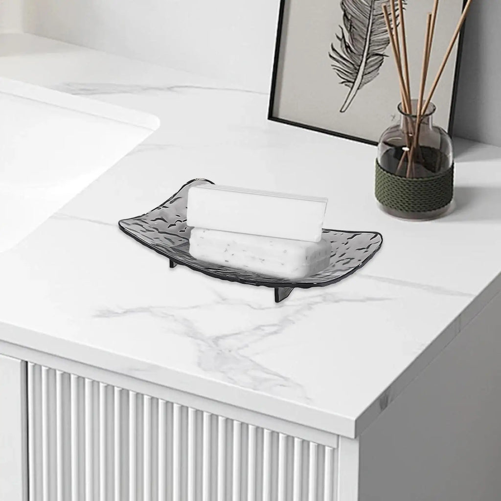 Glacier Pattern Soap Dish with Drain Hole – Clear PET Holder Soap Dish Nixie