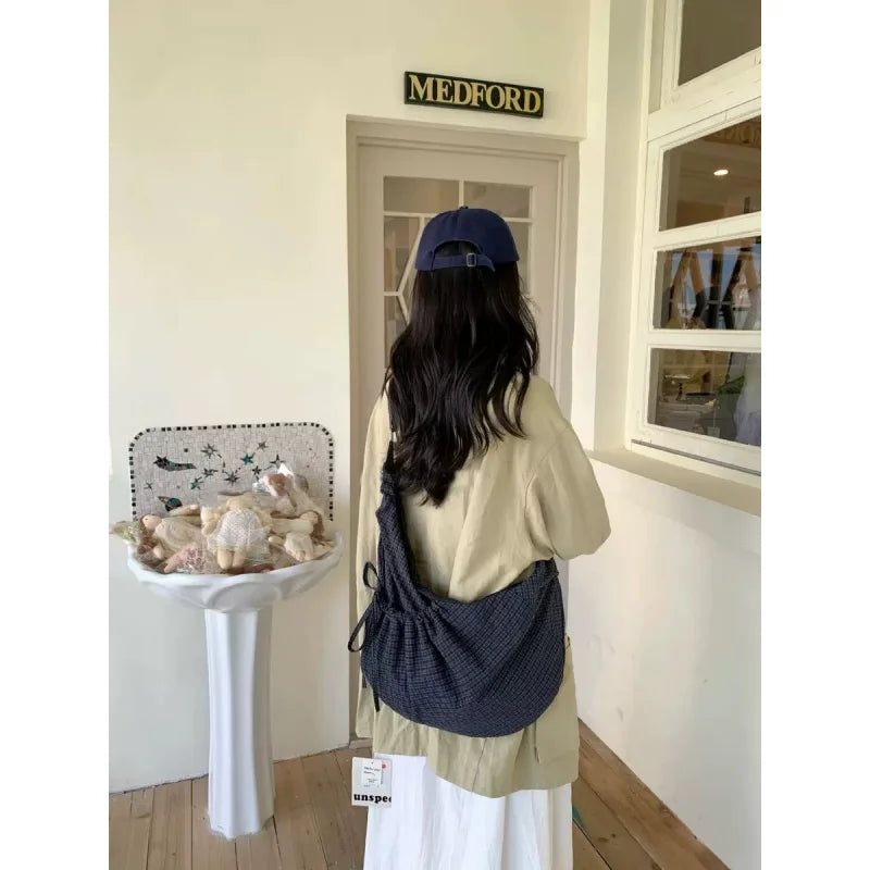 Minimalist Plaid Crossbody Tote Bag – Large Capacity Women's Crossbody Shoulder Bag Nixie