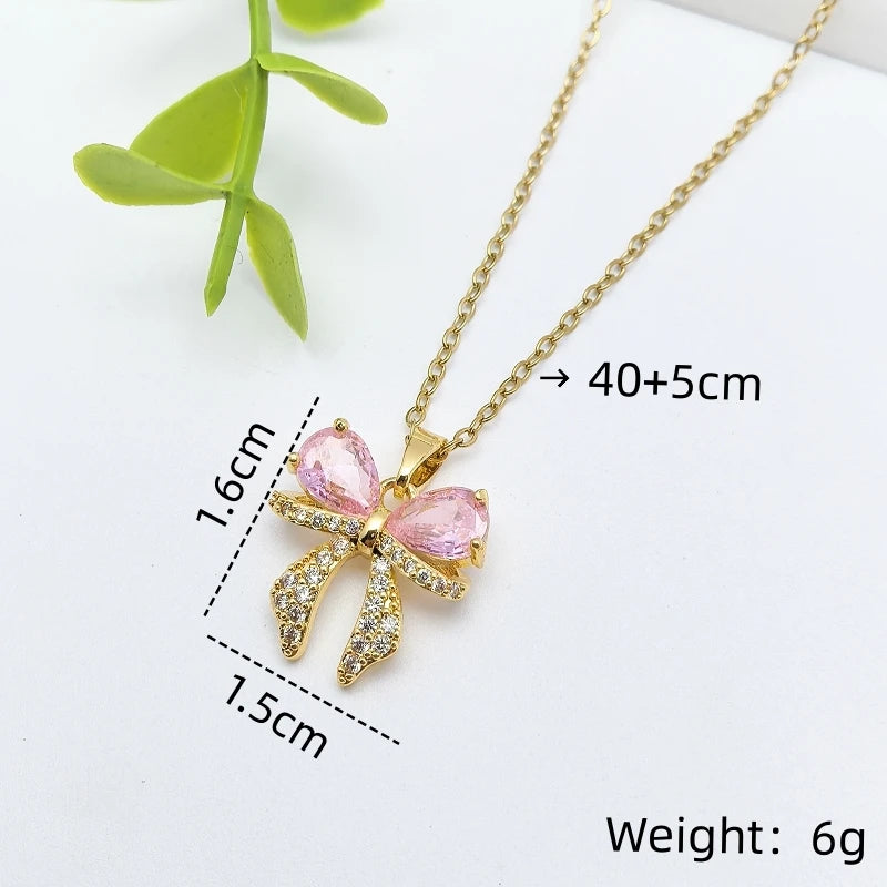 Butterfly Zircon Choker Pendant Necklace – Gold Stainless Steel Pendant Choker Necklace Nixie XL1200-101