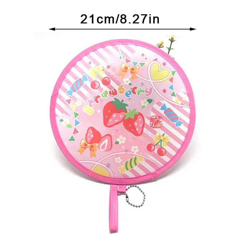 Foldable Round Hand Fan – Colorful Prints & Hanging Chain