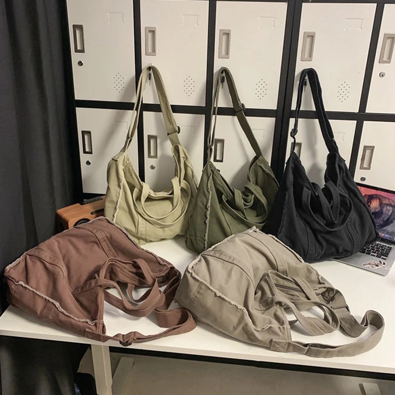 Large Canvas Hobo Bag – Unisex Crossbody & Shoulder Tote Canvas Shoulder Bag Nixie