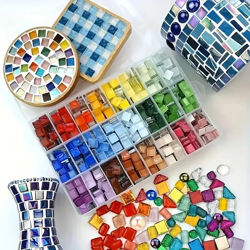 450pcs Crystal Glass Mosaic Tiles – DIY Glitter Craft Supplies Glass Mosaic Tiles Nixie
