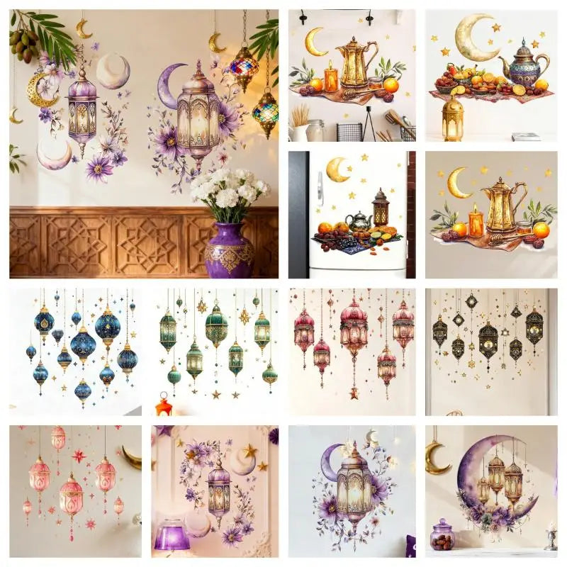 Ramadan Kareem Wall Stickers – Lantern Moon Star Eid Decals Wall Stickers Nixie
