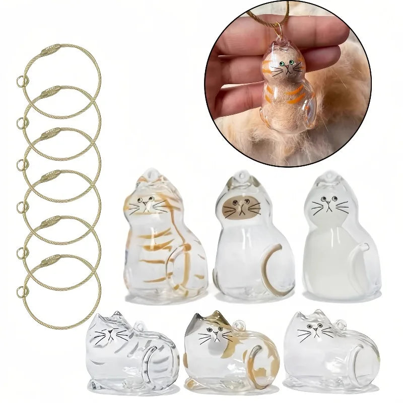 3pc Cat Hair Memorial Capsule – Transparent Kitten Keepsake Jar Pet Keepsake Capsule Nixie