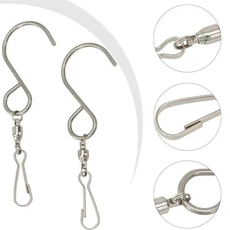 360° Swivel S Hooks with Safety Clips – Wind Chimes & Home Swivel Hanging Hooks Nixie