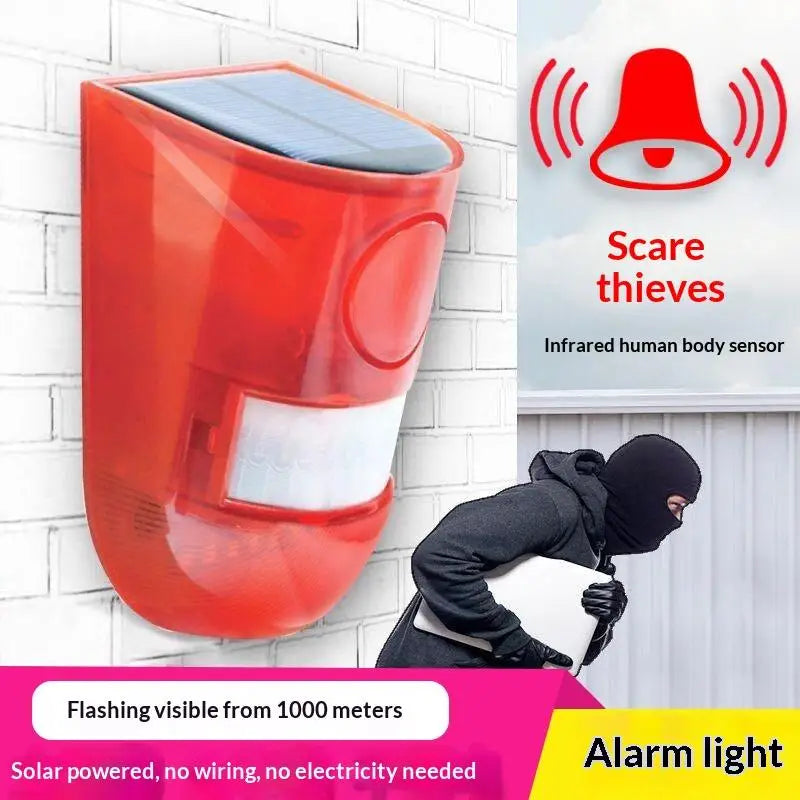 Solar Motion Sensor Alarm Light – Siren, Strobe & Deterrent Solar Security Alarm Nixie