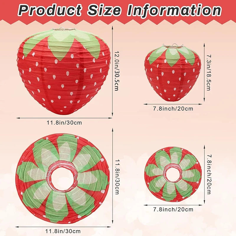 3D Strawberry Paper Lantern Hanging Party Decoration Ornament Party Paper Lantern Nixie