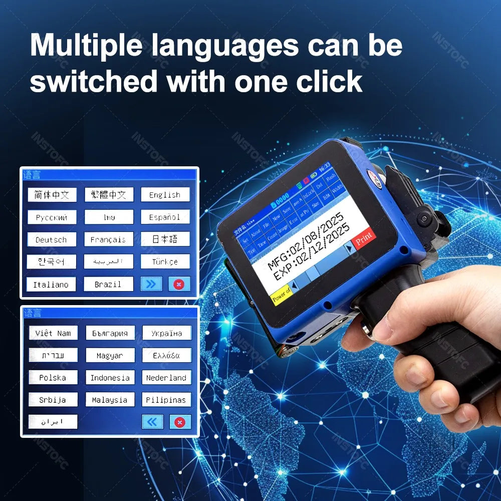 INSTOFC Handheld Inkjet Printer 600DPI | QR Code & Label Printer