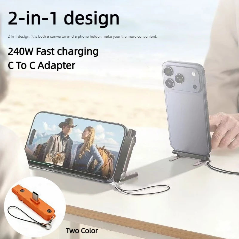 2-in-1 USB-C OTG Adapter & Folding Phone Stand – 240W USB-C OTG Adapter Nixie