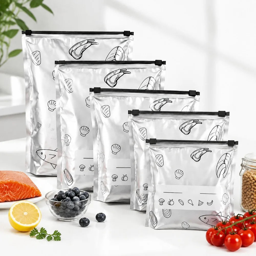 35Pcs Aluminum Foil Resealable Zipper Bags – Freezer & Air Fryer Food Storage Bags Nixie