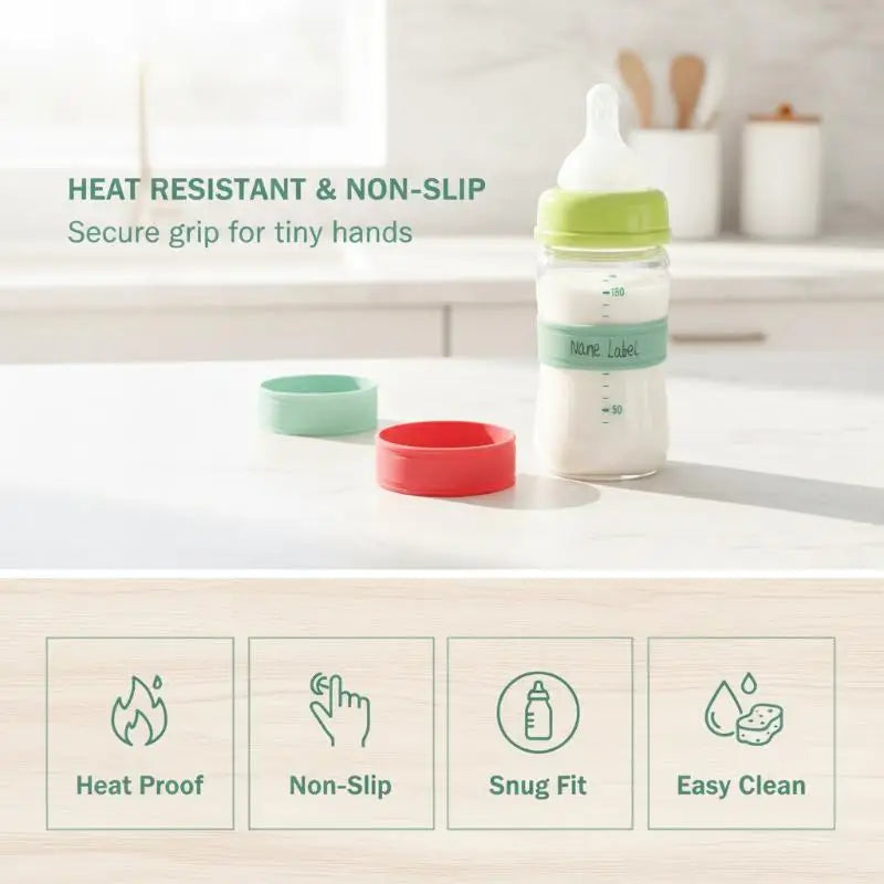 Food Grade Silicone Baby Bottle Sleeve – Non-Slip & Writable