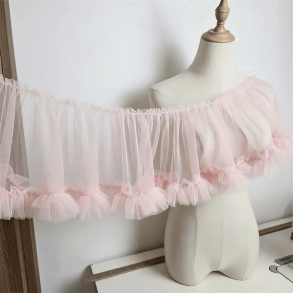 Pleated Tulle Lace Trim 15x90cm – Fluffy Mesh Ribbon for DIY Lace Fabric Trim Nixie