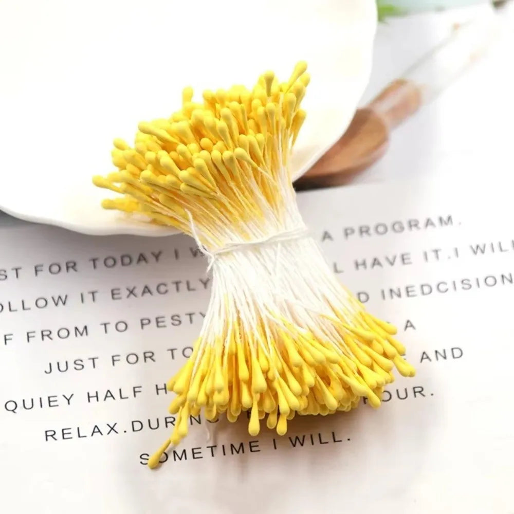 360Pcs Artificial Flower Stamens 55mm Matte DIY Floral Pistils Floral Craft Stamens Nixie Yellow