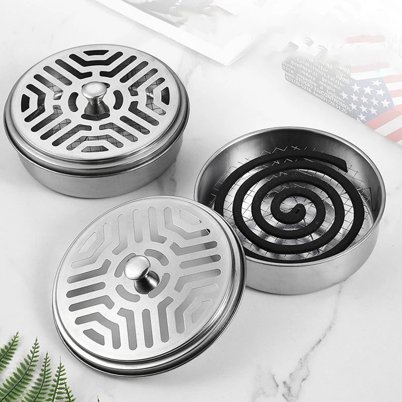 Stainless Steel Mosquito Coil Holder Tray with Cover Mosquito Coil Holder Nixie