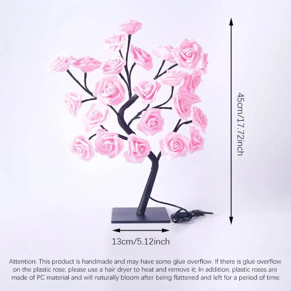 USB Rose Flower Tree LED Table Lamp | Warm Decorative Night Light