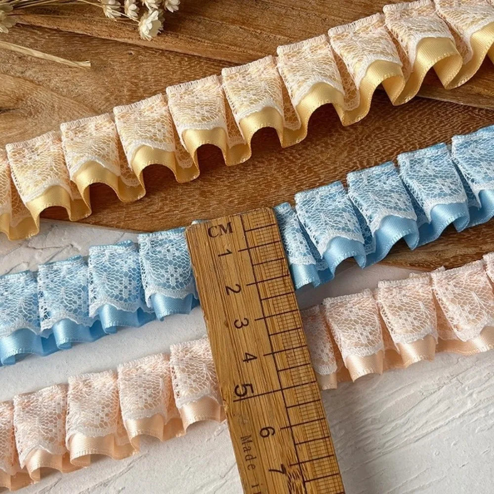 3m Pleated Ruffle Lace Ribbon Trim – Polyester Sewing Trim