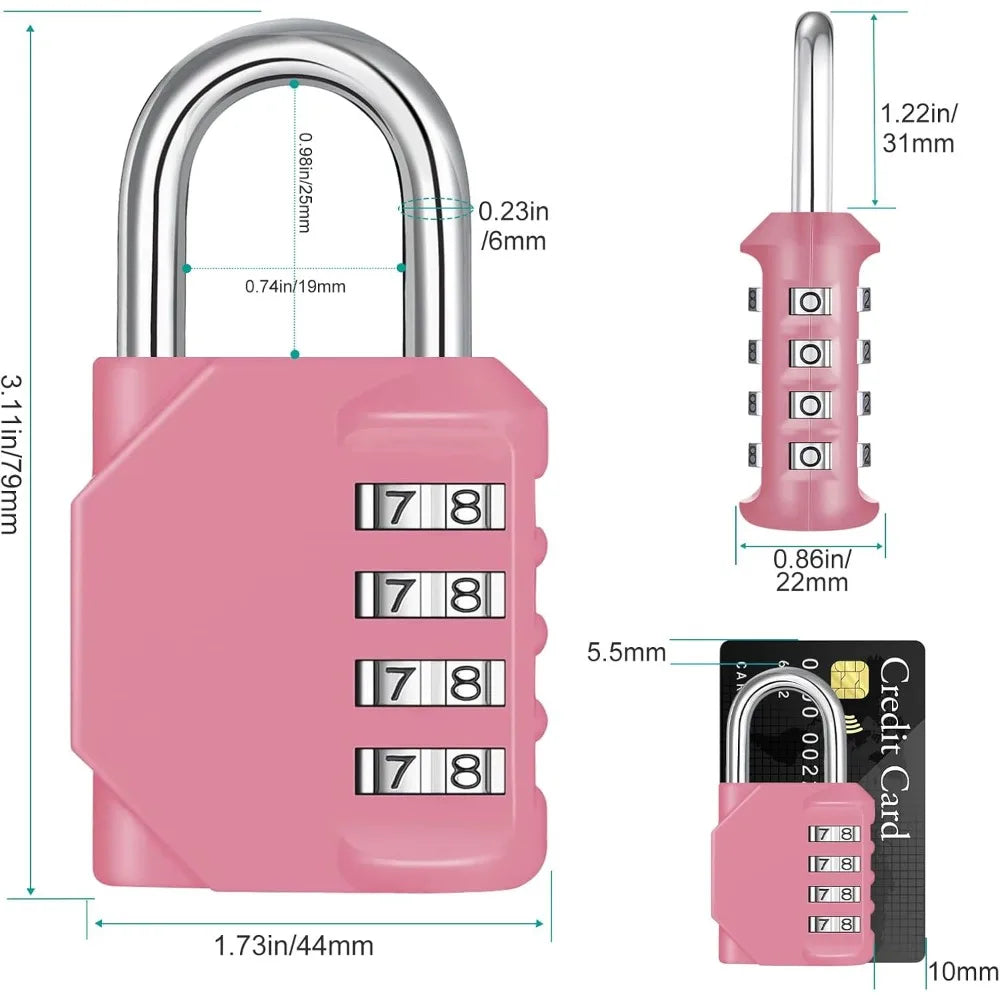 4-Digit Resettable Combination Padlock – Weatherproof Keyless Lock