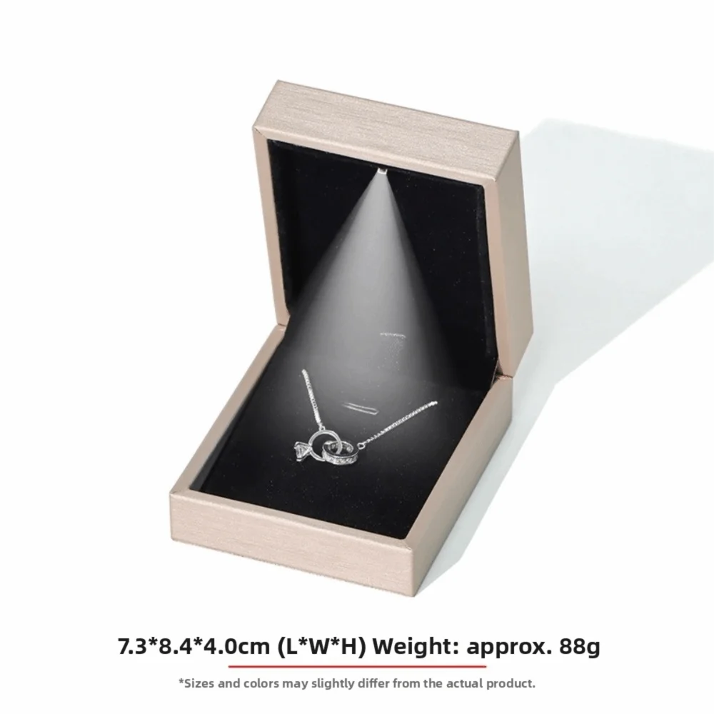 Luxury LED Jewelry Box Gold PU Leather Ring & Necklace Organizer LED Jewelry Box Nixie