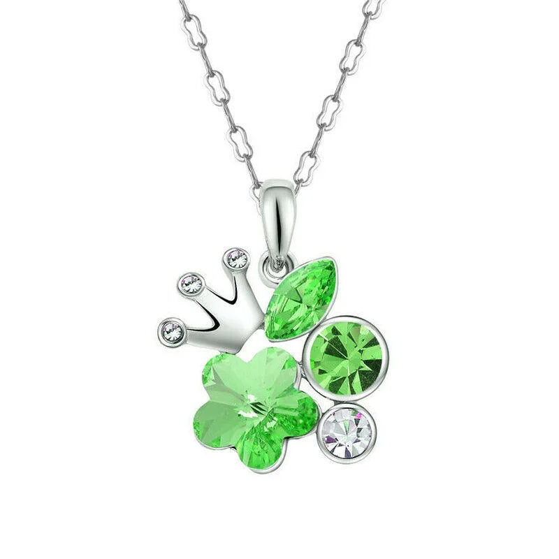 Purple Crystal Crown Pendant Necklace – Lead-Free Glass Charm Pendant Necklace Nixie green