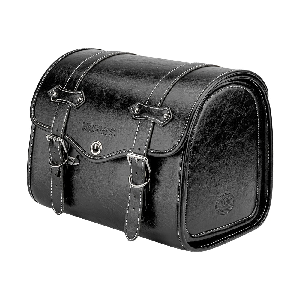 KEMITOUR Universal Motorcycle PU Leather Saddlebag Quick Release Motorcycle Saddlebag Nixie Black with Bracket