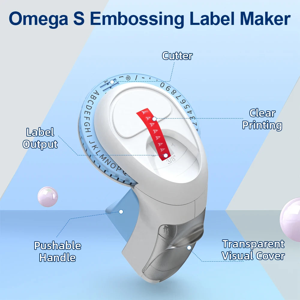 Labelife OmegaS Embossing Label Maker w/ 6 Tapes | Handheld