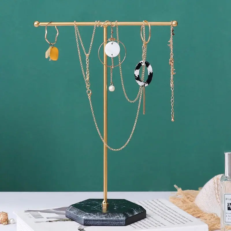 T-Shape Jewelry Display Stand – Minimalist Metal Organizer Jewelry Display Stand Nixie