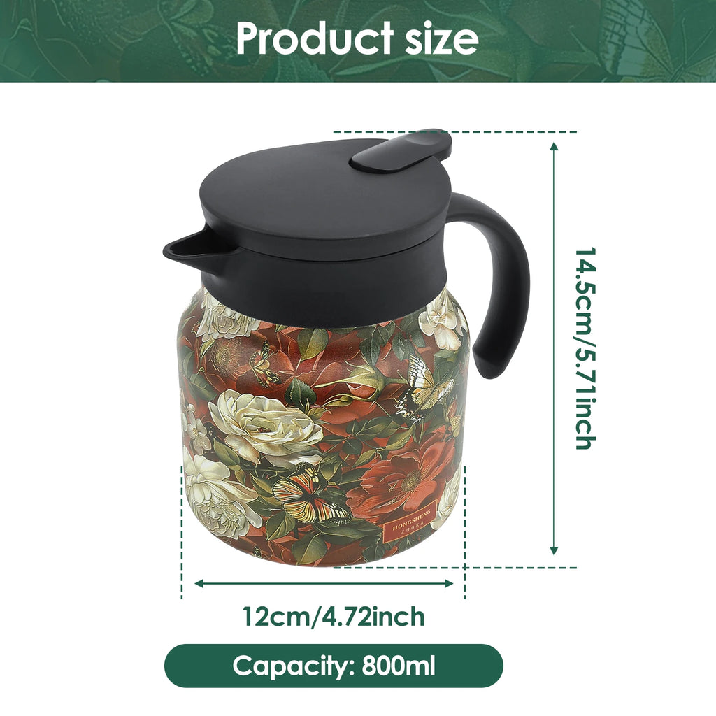Vintage Floral Insulated Teapot with Infuser – 1L Stainless Steel Insulated Teapot Nixie Style 12