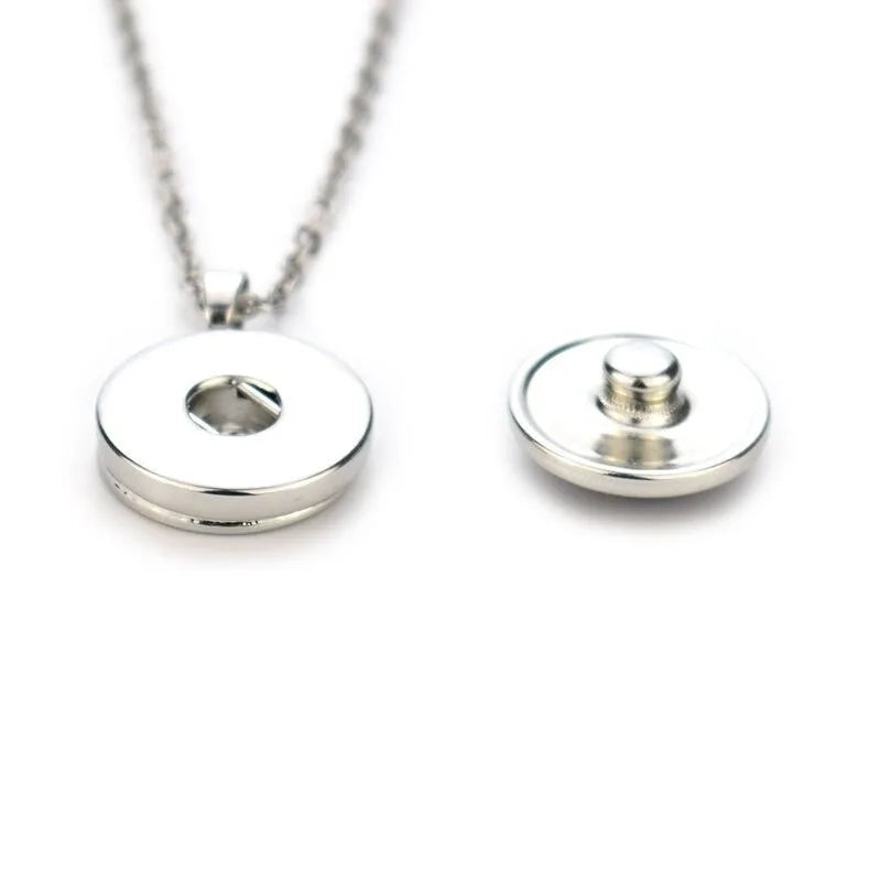 Silver Plated 18mm Snap Button Necklace – Fits Noosa Charms Snap Button Necklace Nixie