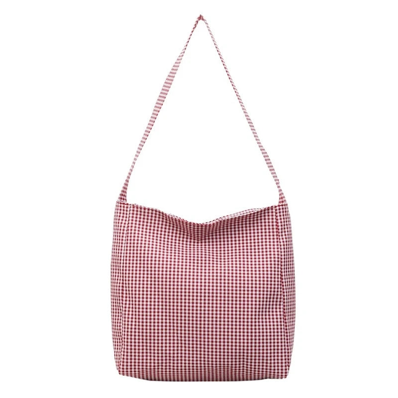 Women's Plaid Canvas Tote Bag – Large Capacity Shopping Bag Canvas Tote Bag Nixie