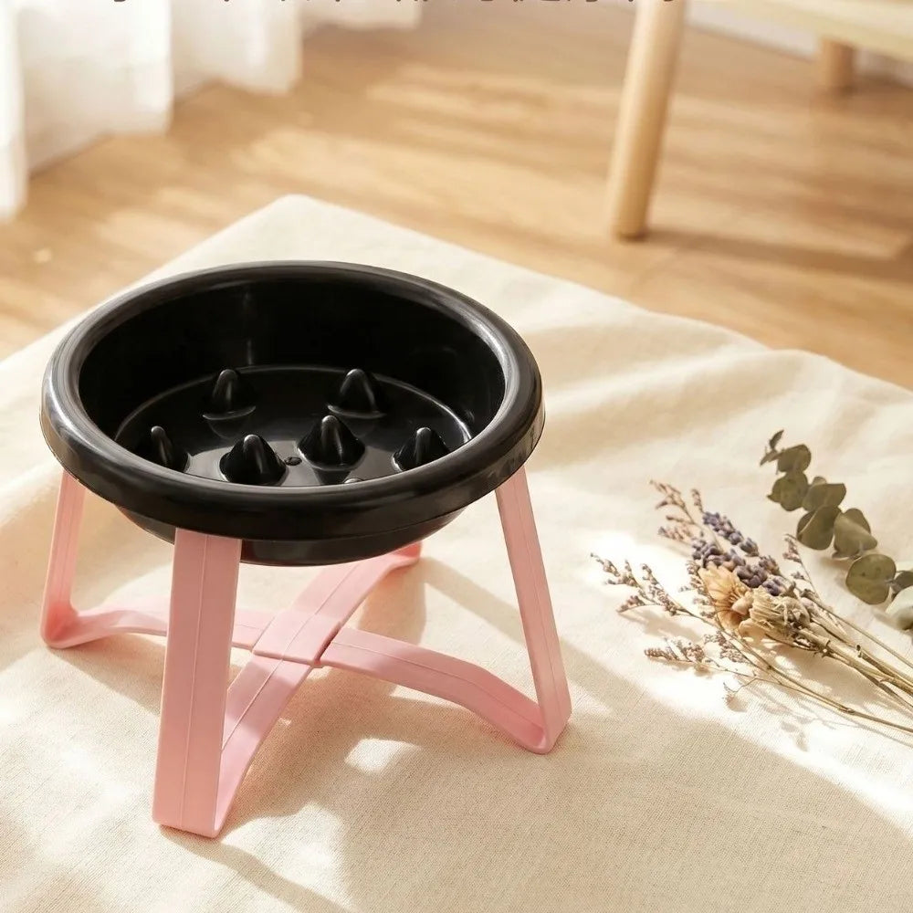 Elevated Slow Feeder Cat Bowl with Stand – Large Diameter Elevated Pet Feeder Nixie