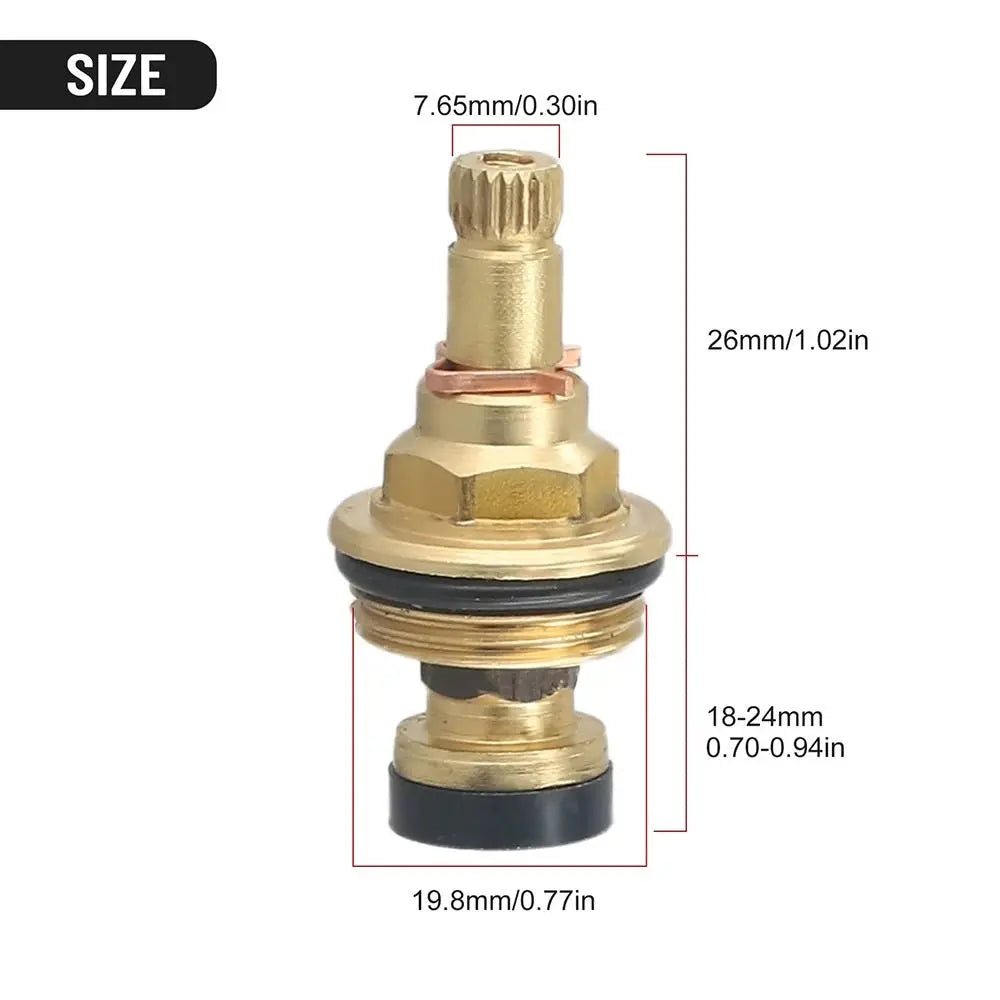 6Pcs G1/2" Brass Faucet Valve Cartridge 20-Tooth Replacement Faucet Valve Cartridge Nixie