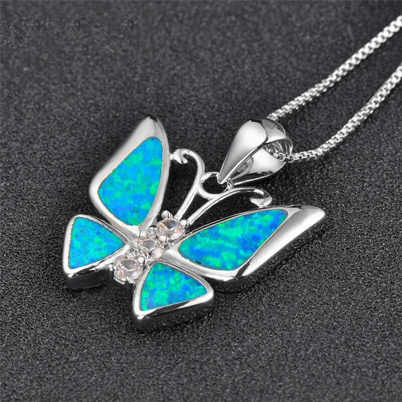 Butterfly Pendant Necklace – Simulated Opal Mood Tracker | Nixie Pendant Necklace Nixie