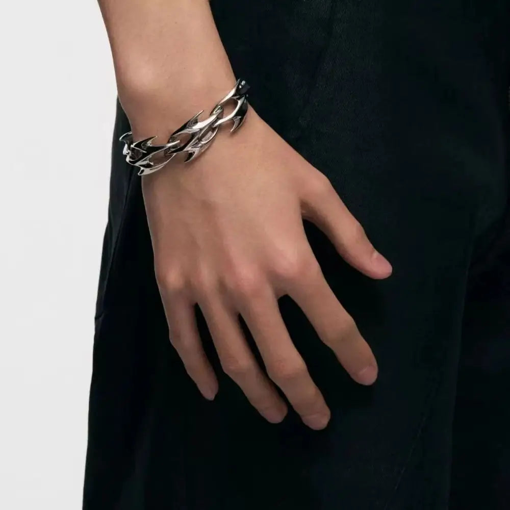 Punk Thorn Chain Bracelet & Necklace – Handmade Unisex