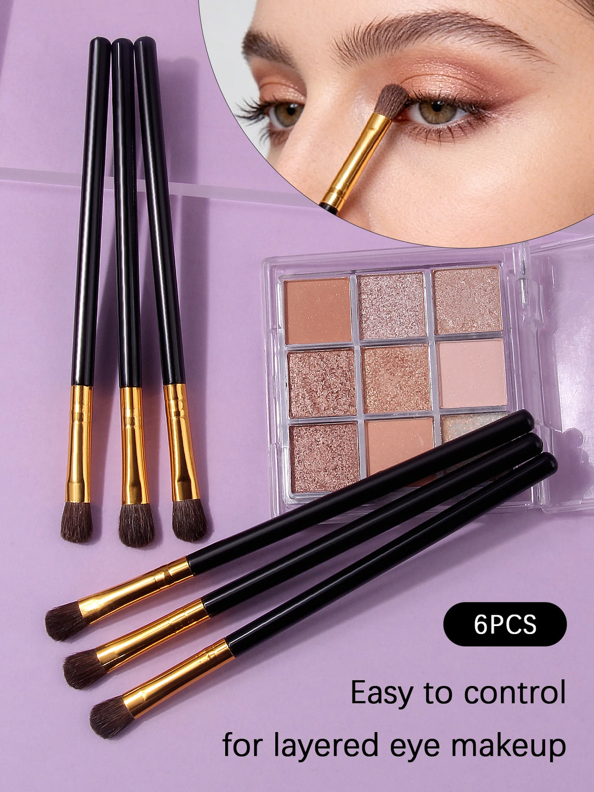 6-Piece Horsehair Eyeshadow Brush Set – Blending & Contouring Eyeshadow Brush Set Nixie