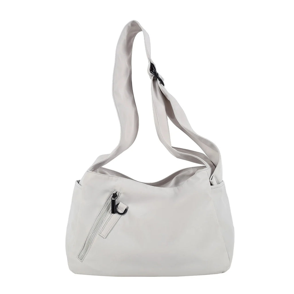 Unisex Large Crossbody Bag – Wide Strap Nylon Messenger Bag Crossbody Messenger Bag Nixie Light Gray