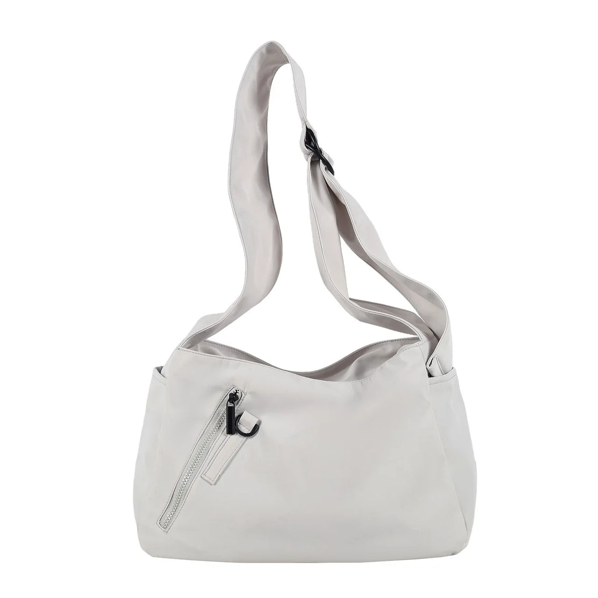 Unisex Large Crossbody Bag – Wide Strap Nylon Messenger Bag Crossbody Messenger Bag Nixie Light Gray