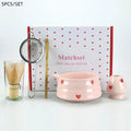Heart Decal Ceramic Matcha Set – Bowl, Whisk & Bamboo Tools Matcha Tea Set Nixie 5pcs