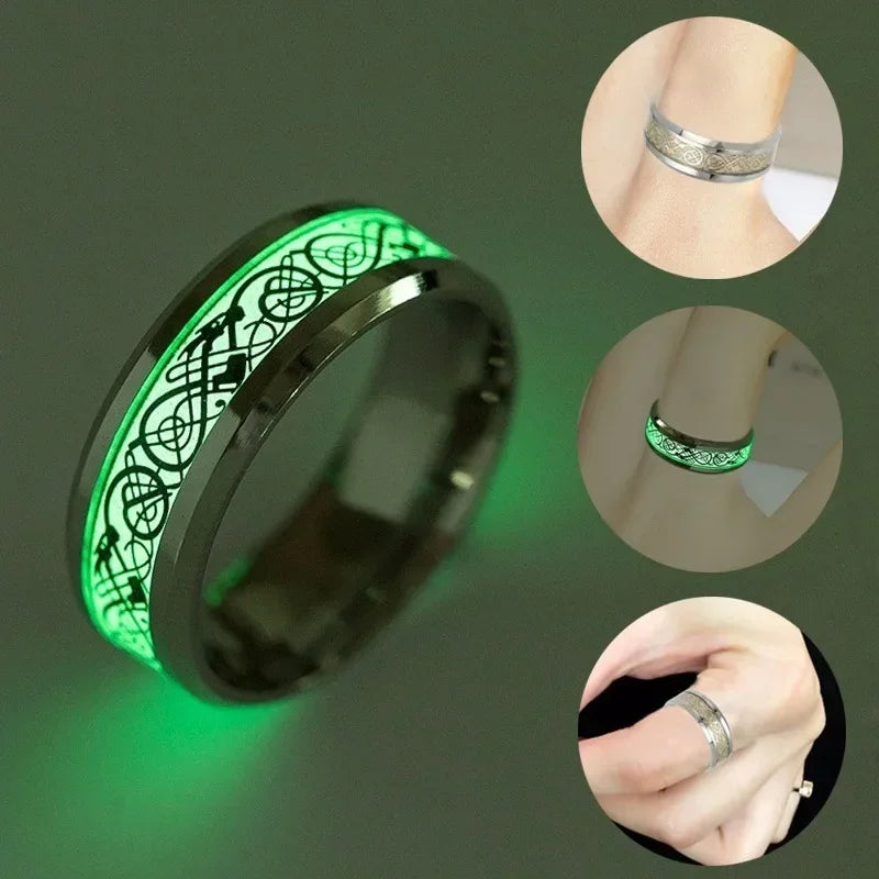 Luminous Dragon Ceramic Stainless Steel Ring – Unisex Band Fashion Ring Nixie