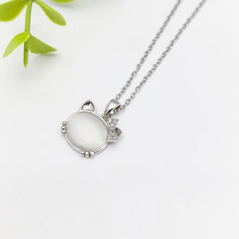 Cat Pendant Necklace | Stainless Steel Clavicle Chain for Women Pendant Necklace Nixie XL1200-117