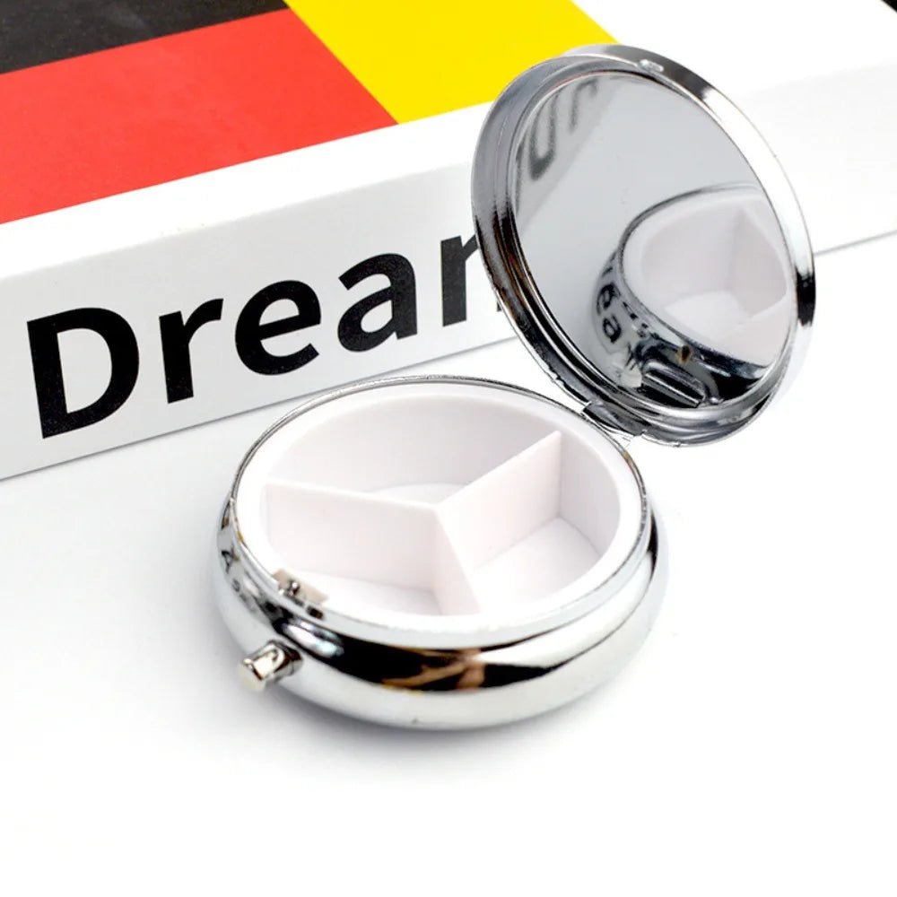 Portable Round Metal Pill Organizer – Compact Travel Case